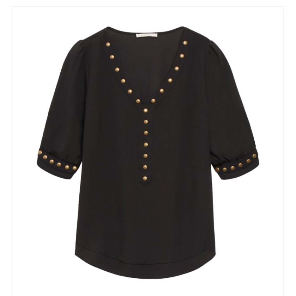 41 Hawthorn Lisbon Stud Detail Black Blouse